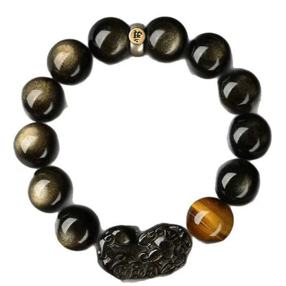 Black Obsidian Pixiu Wealth Bracelet | Chinese Zodiac Guardian