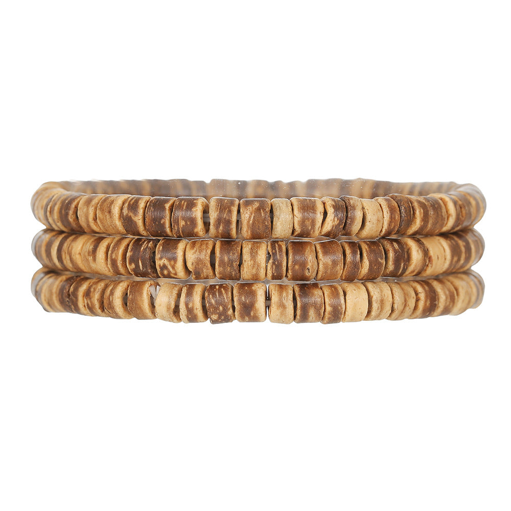 Europe and the United States cross-border coconut shell bracelet men's hip-hop punk retro multi-layer stacking suit jewelry summer bracelet wholesale