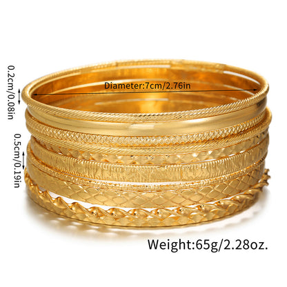 Cross-border hot-selling bohemian multi-layer bracelet copper bead women's gold-plated 18K metal mixed and matched stacked hollow jewelry