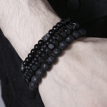 Cross-border new bohemian turquoise bracelet set ethnic turquoise love multi-layer stacked bracelet men
