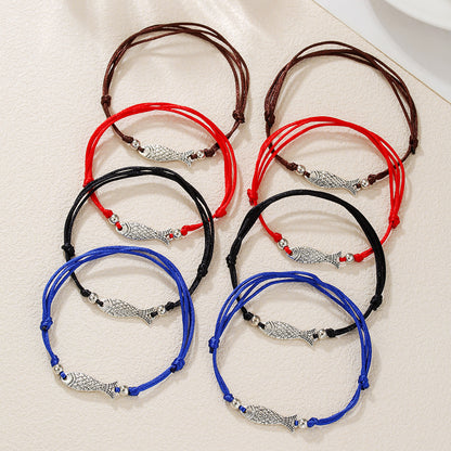 Europe and the United States cross-border adjustable metal fish bracelet simple and versatile stacking wearing hand rope friendship couple jewelry spot wholesale