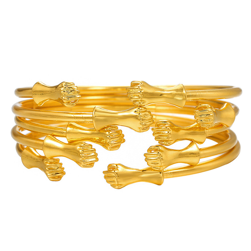 Popular European and American style, personalized fashion, stacked metal bracelet set, women's open bracelet, Amazon supply wholesale
