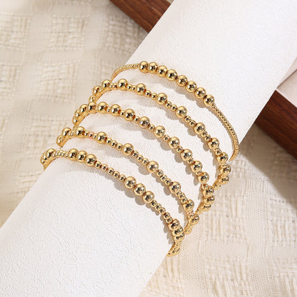 Amazon hot-selling simple set bracelet copper beads multi-layer stacked bracelet pearl bracelet women's hand jewelry wholesale