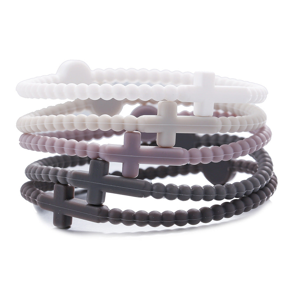 Amazon popular hot-selling bracelet simple European and American macaron cross bracelet children's hand adult silicone bracelet
