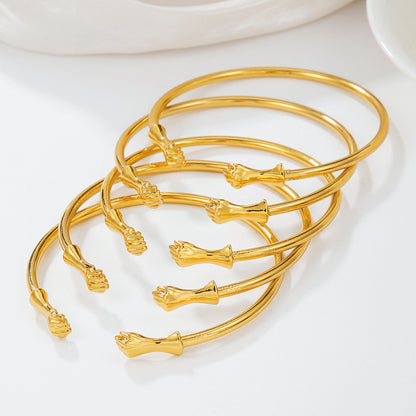 Cross-border new hip-hop punk fist bracelet 5 sets, metal opening bracelet niche stacking bracelet set