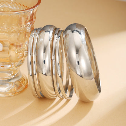 Cross-border women's jewelry fashion exaggerated metal arc plain ring bracelet bracelet wide face multi-layer simple bracelet