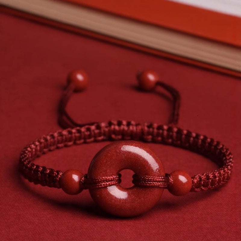 Cinnabar Red String Peace Buckle Bracelet