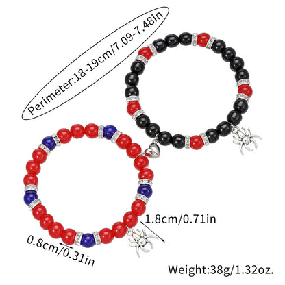 Cross-border hot-selling friendship spider love magnetic attraction cat bracelet beaded elastic adjustable couple holiday bracelet