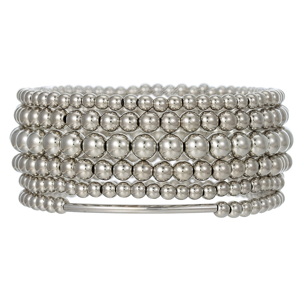 Cross-border new CCB round bead cross beaded bracelet combination fashion versatile trend stacked elastic bracelet women