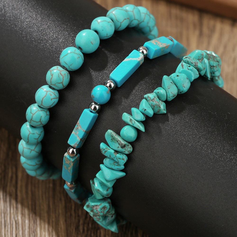 Bohemian Elastic Bracelet Combination Shoushan Stone Turquoise Bracelet Beach Vacation Handmade Beaded Bracelet Female
