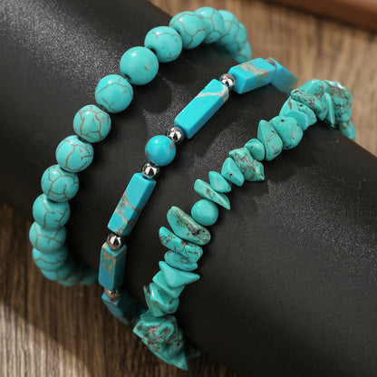 Bohemian Elastic Bracelet Combination Shoushan Stone Turquoise Bracelet Beach Vacation Handmade Beaded Bracelet Female