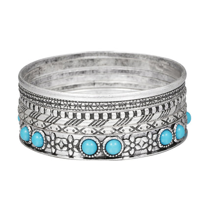 European and American cross-border retro simple pattern bracelet set Bohemian style stacked bracelet bracelet women's factory wholesale