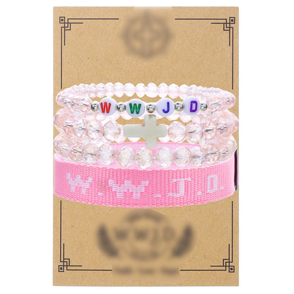 Cross-border hot-selling WWJD cross bracelet bracelet, natural stone unisex charm, faith, friendship, soft ceramic bracelet