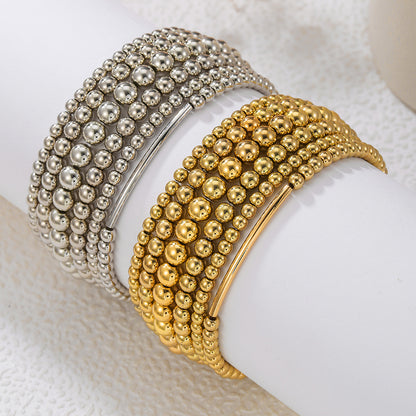 European and American cross-border jewelry sweet and cool beaded bracelet combination Ins niche design multi-layer stacked metal wind bracelet women