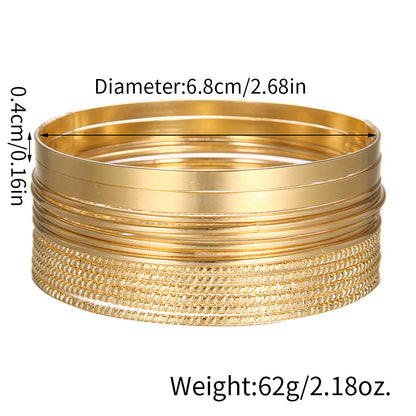 Personalized exaggerated wide-sided metal bracelet set, female bohemian gold glossy bracelet bracelet 14-piece set