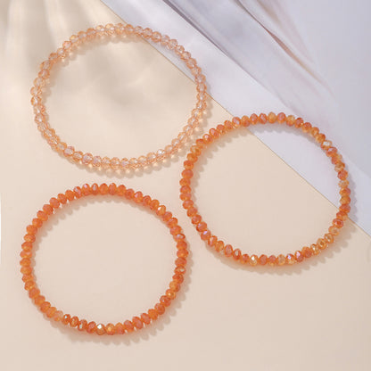 Simple and versatile 3 sets, a set of cut crystal bead bracelet set combination, elastic couple glass bracelet bracelet.