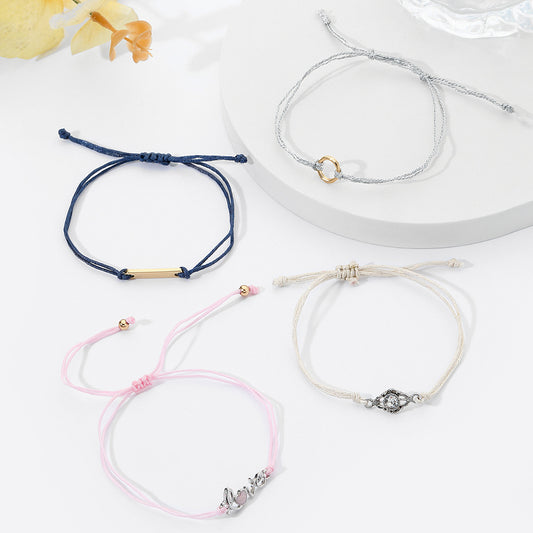 European and American cross-border bracelet jewelry LOVE bracelet set, a set of 4 women's personalized fashion diamond-encrusted bracelet set
