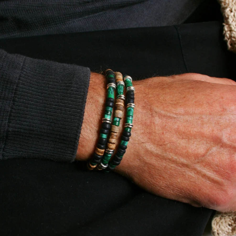 Cross-border new bohemian turquoise bracelet set ethnic turquoise love multi-layer stacked bracelet men