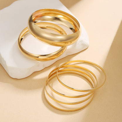 Cross-border women's jewelry fashion exaggerated metal arc plain ring bracelet bracelet wide face multi-layer simple bracelet
