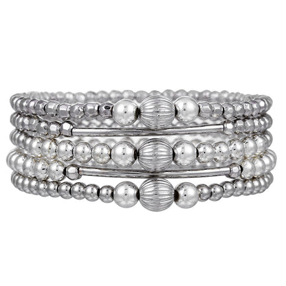 Silver Beaded Eyes CCB Pearl Crystal Bracelet Female Bohemian Stacked Elastic Bracelet Bracelet Combination