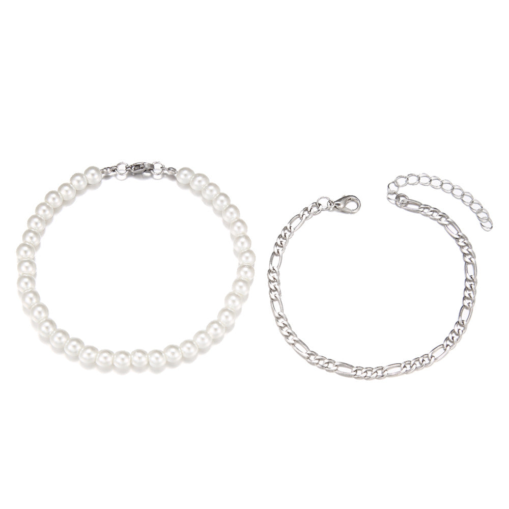 ins wind pearl chain bracelet men's niche temperament beaded bracelet stacked jewelry jewelry couple bracelet