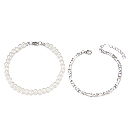 ins wind pearl chain bracelet men's niche temperament beaded bracelet stacked jewelry jewelry couple bracelet