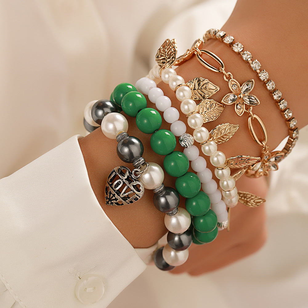 Cross-border new ethnic style bracelet set elastic beaded bohemian multi-layer pearl bracelet personalized bracelet