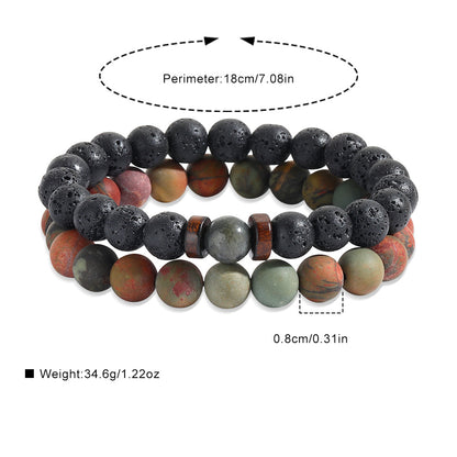 Fashion men's bracelet set, beaded bracelet, European and American retro volcanic stone yoga bracelet, cross-border delivery