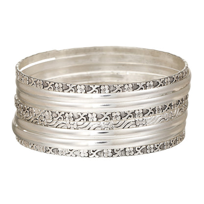 European and American retro personality fashion embossed twist geometric multi-layer stacked bracelet ethnic style antique metal bracelet women
