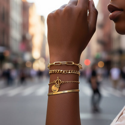 European and American cross-border hand jewelry hip-hop snake bone chain NK chain bracelet combination set retro metal ot buckle chain bracelet