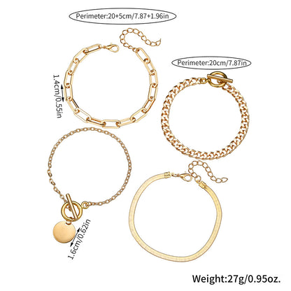 European and American cross-border hand jewelry hip-hop snake bone chain NK chain bracelet combination set retro metal ot buckle chain bracelet