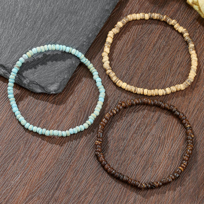 Cross-border vacation wind wood bead coconut shell bracelet bohemian versatile high-end sense beaded men's bracelet coconut shell bracelet