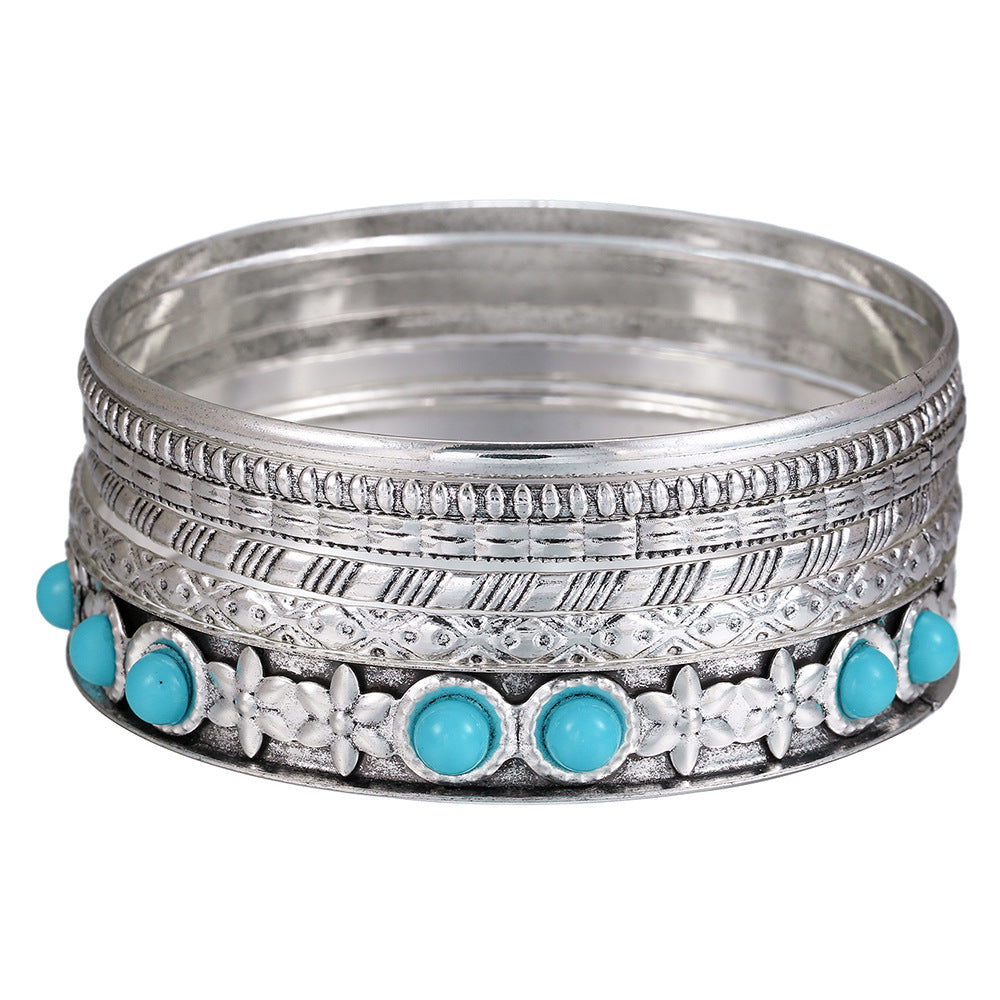 Set of 6 Ancient Egyptian Cross Bracelet Set Women's Jewelry Ethnic Jewelry Metal Stacked Bracelets Women