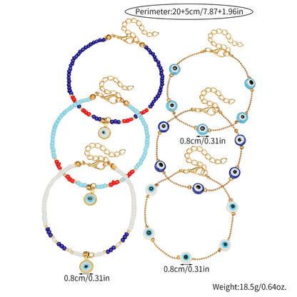 European and American niche trendy jewelry eye sky beaded bracelet light luxury niche multi-layer stacked rice bead bracelet