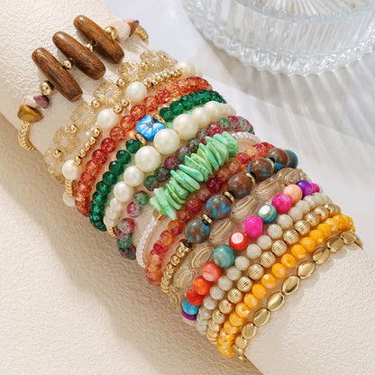 European and American influencer-style multi-layer bracelets for women, niche stone faux pearl designs, high-end bracelets, versatile bracelets for women