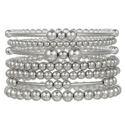Cross-border hot-selling CCB fashion simple beaded bracelet retro high-grade elastic beaded stacking bracelet set