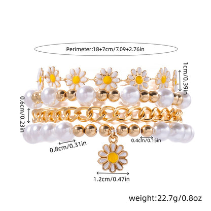 Europe and the United States cross-border summer vacation wind flower bracelet set Bohemian beach wind daisy pearl bracelet wholesale