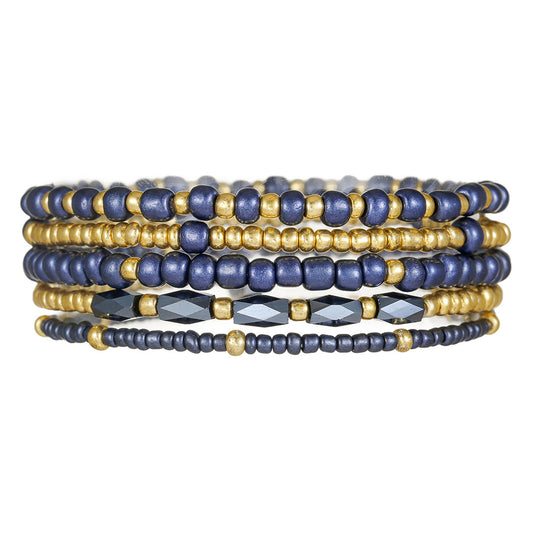 Bohemian vacation style crystal = beaded bracelet set ins niche design sense girlfriend friendship rice bead bracelet