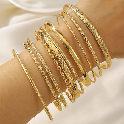 Cross-border hot-selling bohemian multi-layer bracelet copper bead women's gold-plated 18K metal mixed and matched stacked hollow jewelry