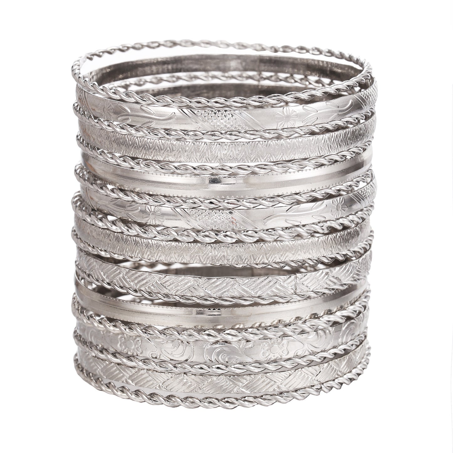 Cross-border hot-selling ethnic style metal bracelets for women, vintage stacked gold hammered pattern bracelet set of nineteen