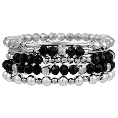 Silver Beaded Eyes CCB Pearl Crystal Bracelet Female Bohemian Stacked Elastic Bracelet Bracelet Combination