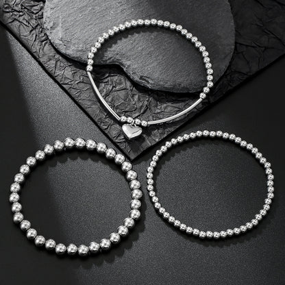 European and American cross-border hand jewelry stainless steel love pendant metal wind bracelet combination sweet cool beaded stacked bracelet women