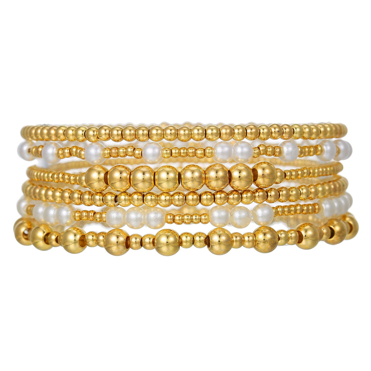 Amazon hot-selling simple set bracelet copper beads multi-layer stacked bracelet pearl bracelet women's hand jewelry wholesale