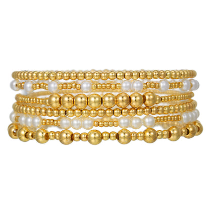 Amazon hot-selling simple set bracelet copper beads multi-layer stacked bracelet pearl bracelet women's hand jewelry wholesale