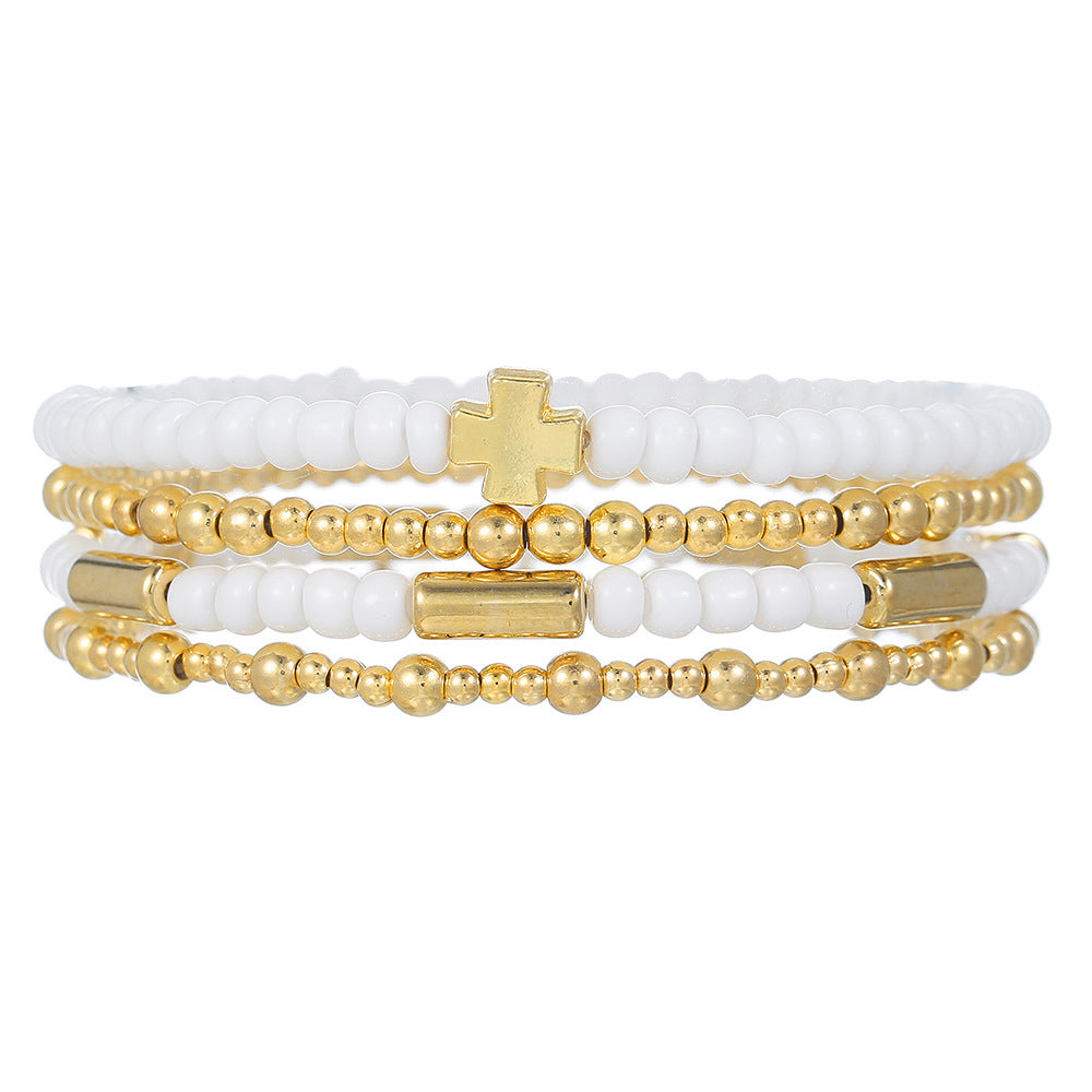 European and American cross-border explosion ccb beaded bracelet bohemian versatile stacked bracelet geometric bead bracelet female