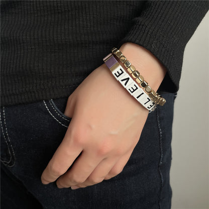 BELIEVE Alphabet Dice Bracelet Female Bohemian Elastic Bracelet Bracelet, Beaded Couple Bracelet Wholesale