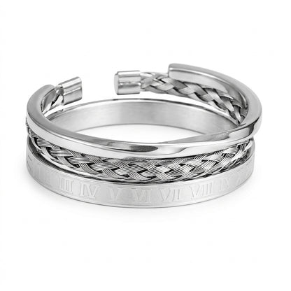 European and American punk jewelry retro trend stainless steel winding three-color square bracelet bracelet wholesale accessories men