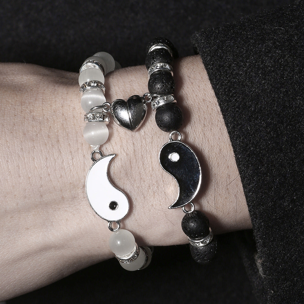 Amazon hot-selling love magnet jewelry opal volcano yin and yang tai chi bracelet bracelet bracelet couple suction bracelet
