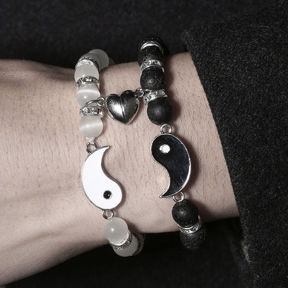 Amazon hot-selling love magnet jewelry opal volcano yin and yang tai chi bracelet bracelet bracelet couple suction bracelet