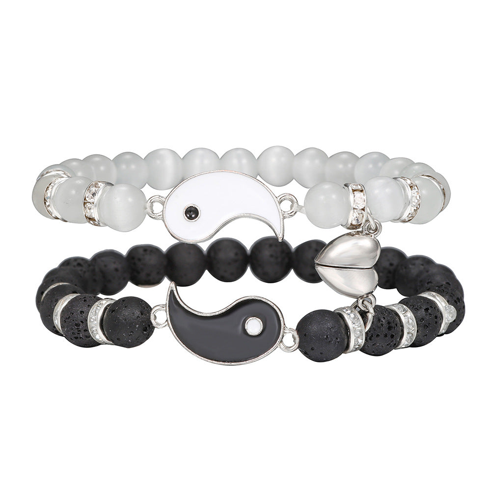 Amazon hot-selling love magnet jewelry opal volcano yin and yang tai chi bracelet bracelet bracelet couple suction bracelet